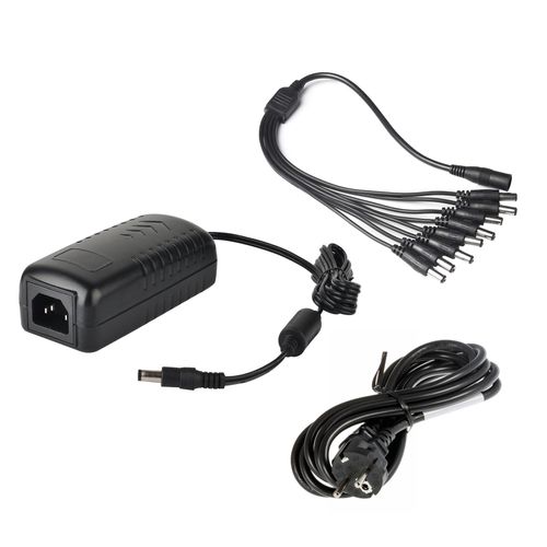 EVERSECU 8CH Security Cameras Power Adapter, 100V-240V AC to DC12V 5A Power Transformers with 8-Way Power Splitter Cable, Power Supply-for CCTV Camera/DVR/IP Camera/LED Strip Lights