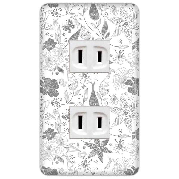 Panasonic [Modern Plate] Outlet Plate [1 Row for 2 Covers] WN6002W Outlet Cover, Switch Cover, Switch Plate, Flower Pattern, 100 Design, 051-075 052, Made in Japan