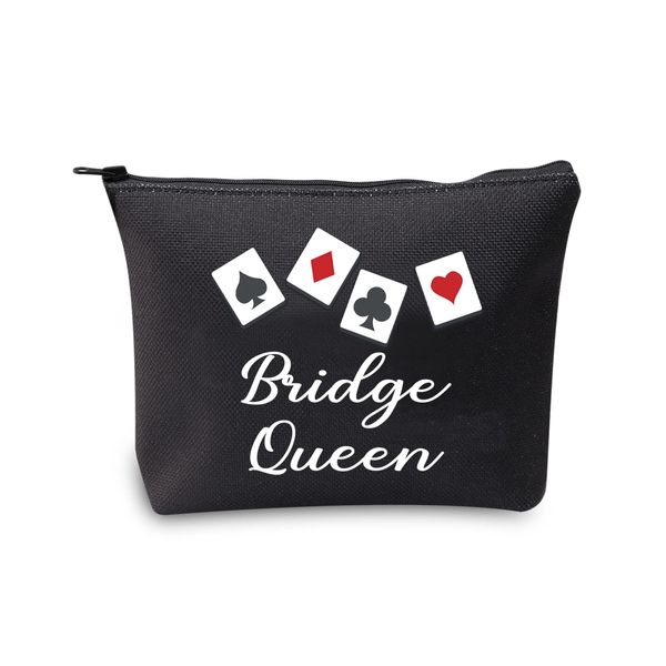 MYSOMY Bridge Queen Makeup Bag Bridge Players Gifts Bridge Card Game Gifts for Bridge Lovers Poker Player Gifts Cosmetic Bag (Black)