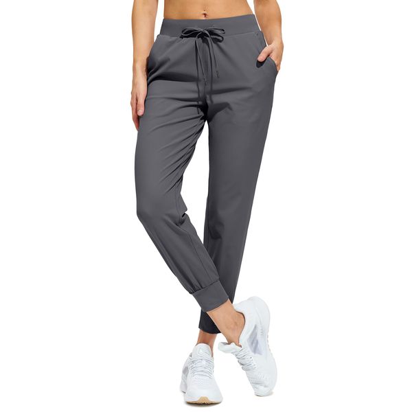 Libin Joggers for Women Tracksuit Bottoms Ladies Yoga Pants Lightweight Jogging Sweatpants Running Sports Cuffed Trousers Womens Track Pants Dark Grey M