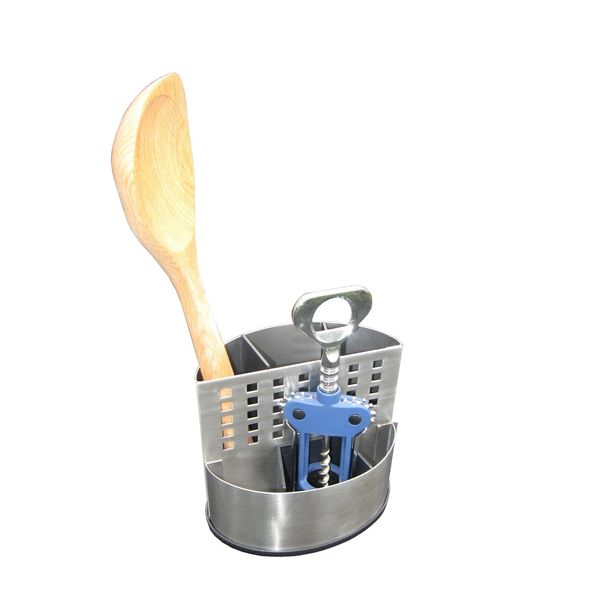 Zojila Satara Stainless Steel Two Compartment Utensil Holder