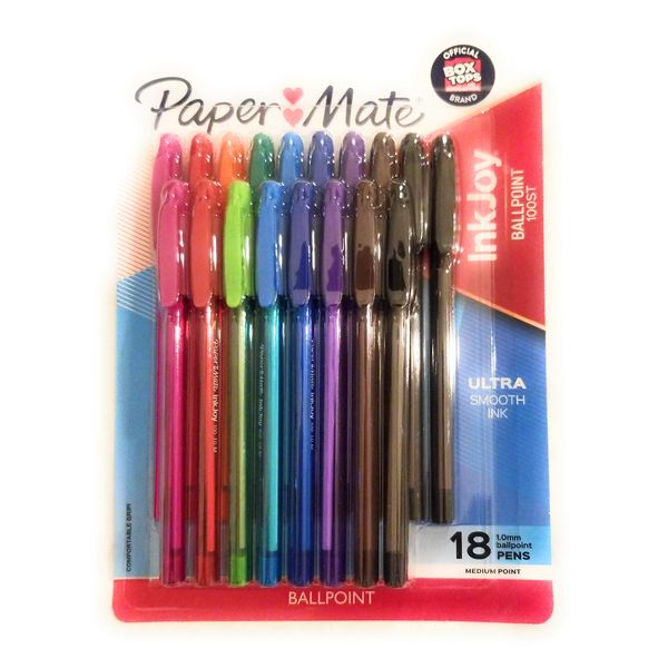 Paper Mate Inkjoy 100ST Ballpoint Pen - 1mm - 18ct - Multicolor