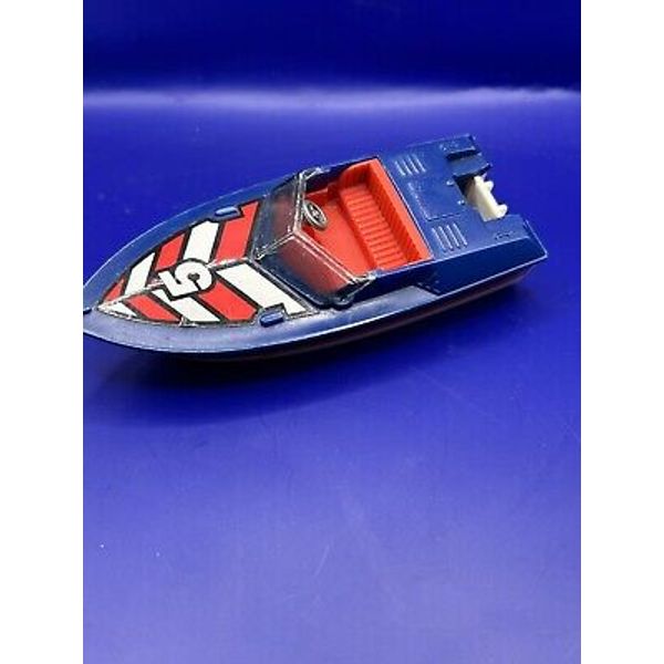 1978 TOMY PLASTIC 4½” MIGHTY MOTOR BOAT #5 TAIWAN BLUE RED WHITE TOY