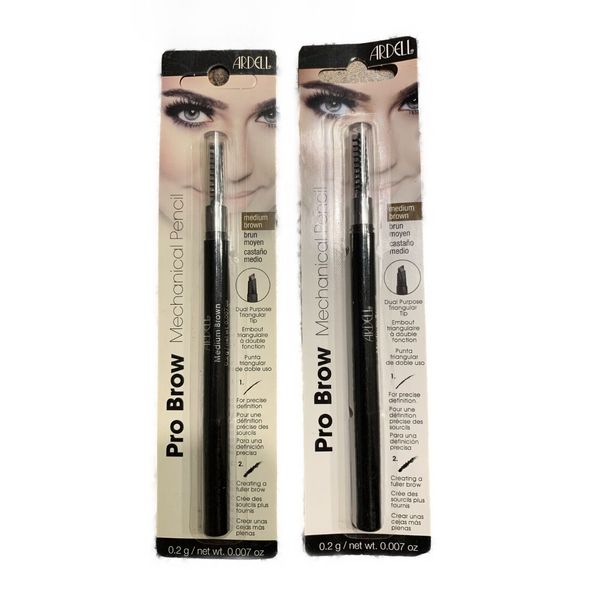 Lot of 2 Ardell Pro Brow Mechanical Eyebrow Pencil Triangular Tip Medium Brown