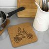 'Man On A Scooter' Square Cork Trivet/Pot Stand (TR00025137)