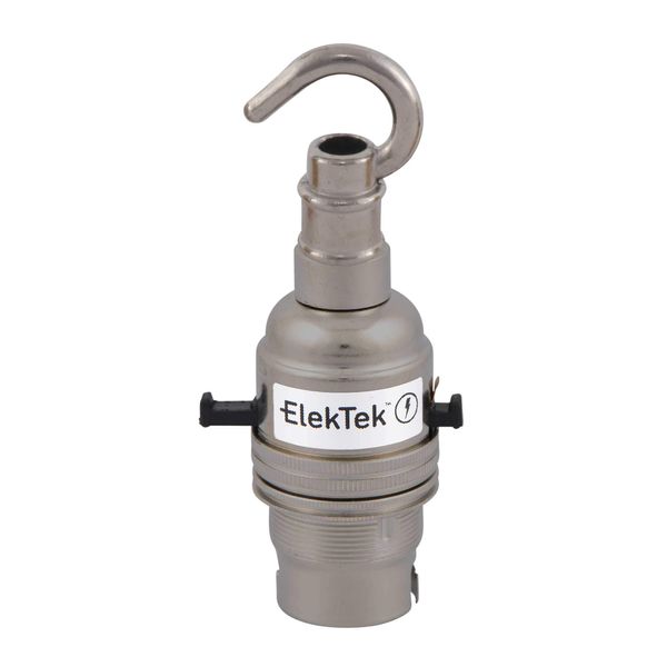 ElekTek Safety Switch Lamp Holder Half Inch with Hook Fitting - Nickel