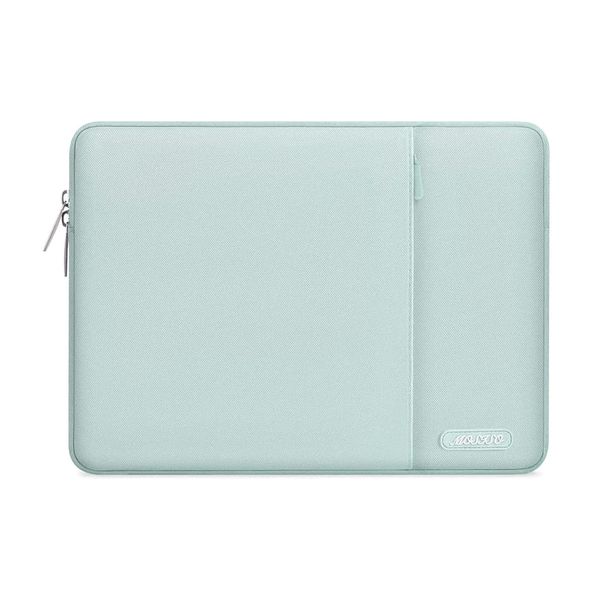 MOSISO Laptop Sleeve Bag Compatible with MacBook Air/Pro, 13-13.3 inch Notebook, Compatible with MacBook Pro 14 inch M3 M2 M1 Chip Pro Max 2024-2021, Polyester Vertical Case with Pocket, Mint Green