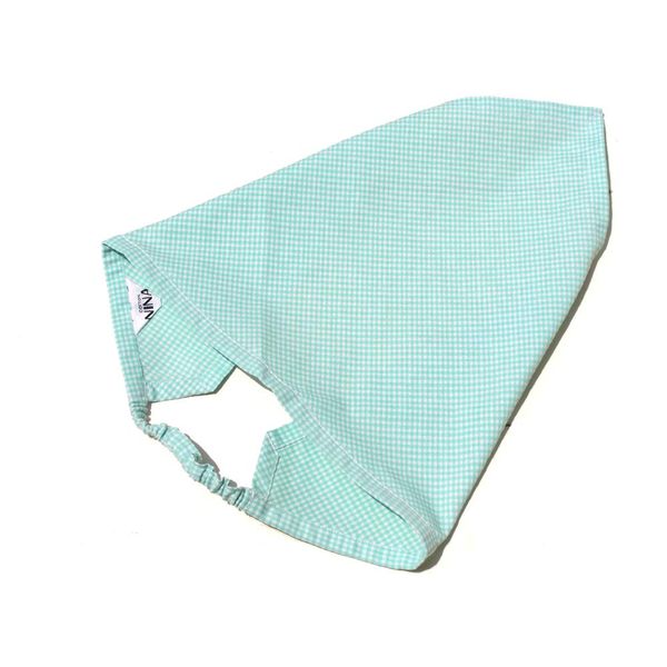 CottonNINA BBG Triangular Width Babushka Rubber Type Short, For Children and Adults, Mint Green Gingham