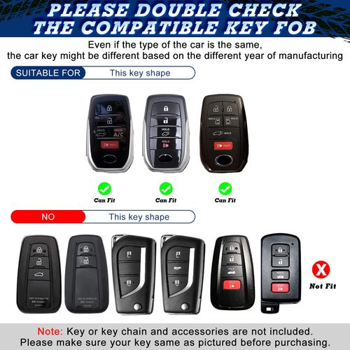 Xotic Tech Blue Soft TPU Key Fob Shell Full Cover Case, Compatible with Toyota Land Cruiser Sienna Venza Fortuner Rav4 Prime Smart Keyless Entry Key
