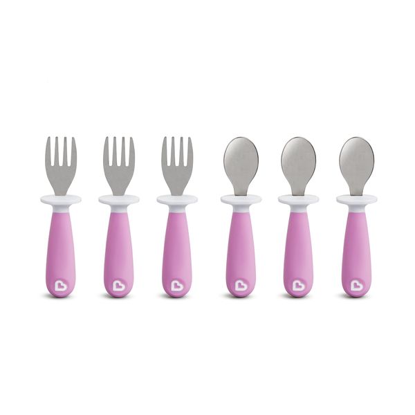 Munchkin® Raise™ Toddler Fork and Spoon Utensil Set, 6 Pack, Purple