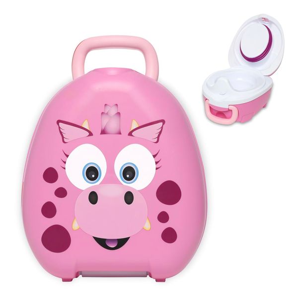 My Carry Potty - Pink Dragon Travel Potty, Award-Winning Portable Toddler Toilet Seat for Kids to Take Everywhere