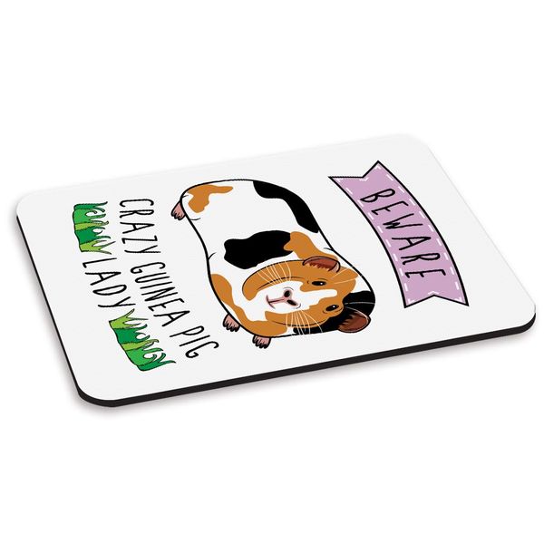 Beware Crazy Guinea Pig Lady PC Computer Mouse Mat Pad