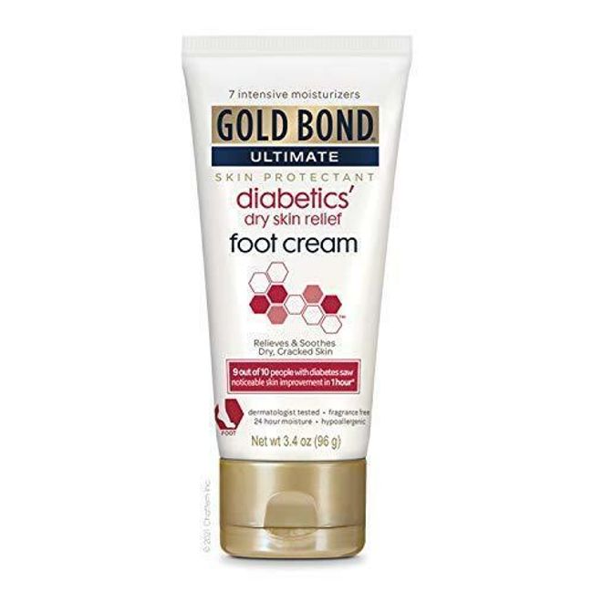 Gold Bond Ultimate Diabetic Skin Relief Foot Cream, Fragrance Free, 3.4 Ounce