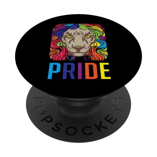 Lion Pride LGBTQ+ Rainbow Mane Design PopSockets Adhesive PopGrip