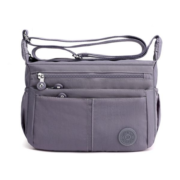FANDARE Casual Schultertasche Damen Leichte Umhängetasche Wasserdicht Nylon für Sporttasche Arbeitstasche Reise Freizeit Crossbody Bag Grau