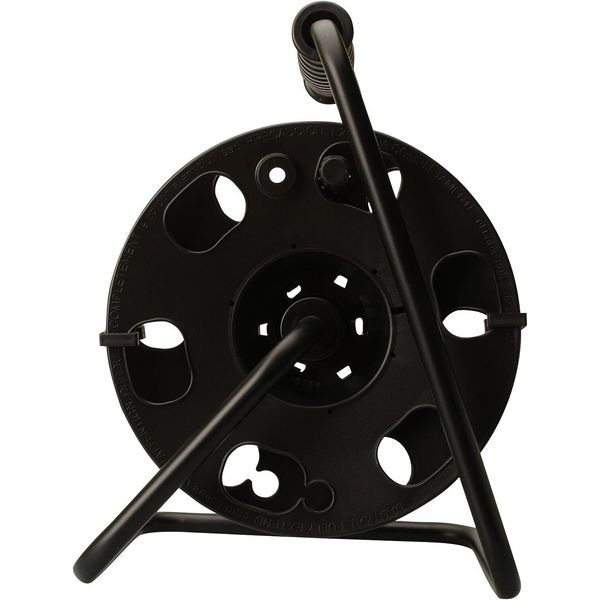 22849 Metal Extension Cord Reel Stand In BLACK Heavy Duty Quick Snap To 150 Foot