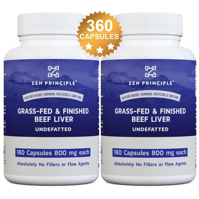 2 Pack (360 Capsules) Ultra-Pure Desiccated Beef Liver, Grass-Fed