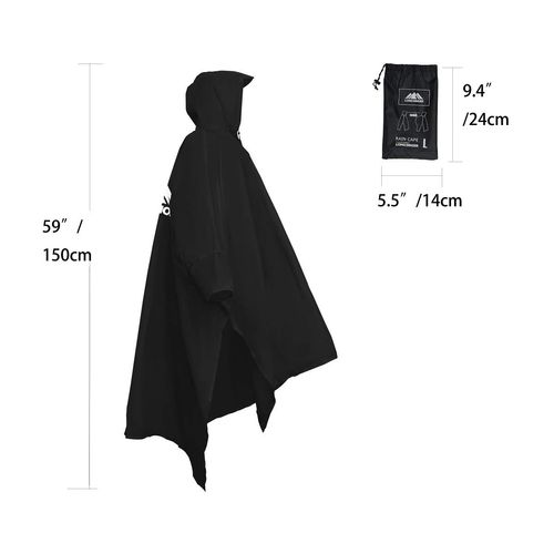 [longsinger] Waterproof Lightweight Reusable Rain Poncho with Adjustable Hood and Arms for Multifunctional Raincoat for Hiking, Fishing, Hunting, Outdoor, Climbing, Camping, Men, Women, Black