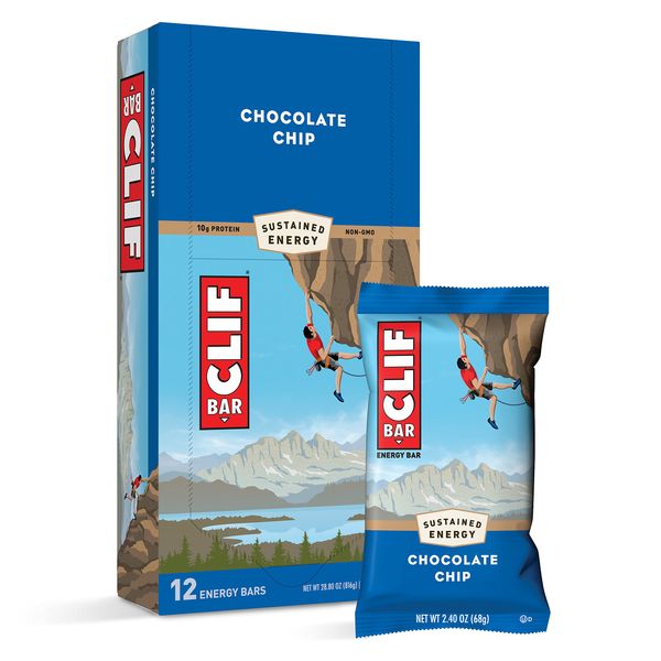 CLIF BARS - Energy Bars - Chocolate Chip - Made with Organic Oats - Plant Based Food - Vegetarian - Kosher, 2.4 Ounce (Pack of 12)