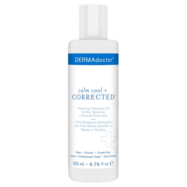 DERMAdoctor Calm Cool + Corrected Hydrating Cleansing Oil, Moisturizer and Makeup Remover for Dry, Sensitive or Eczema-Prone Skin, 6.76 fl oz