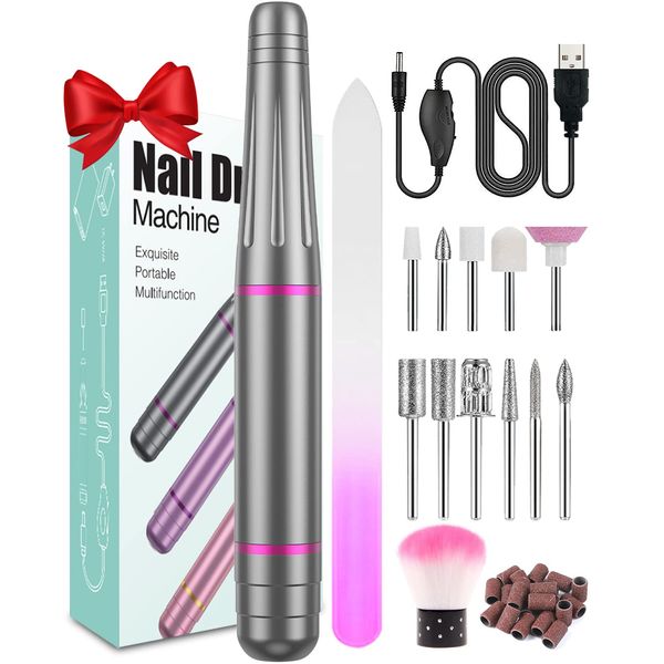 Fresa per unghie professionale, 11 in 1 set manicure professionale 20000 RPM lima elettrica per unghie Velocità Regolabile, Trapano Chiodo per Casa e Salone fresa per unghie semipermanente nail drill