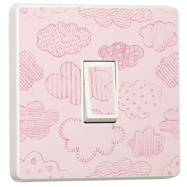 Pink Clouds Children Pattern Design for Light Switch Cover Vinyl Skin Sticker