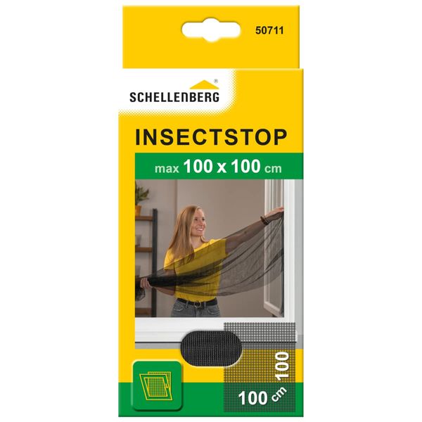 Schellenberg 50711 Fly Screen, Insect, Mosquito Protection for Windows – Various Sizes, Dark Grey, 100x100cm