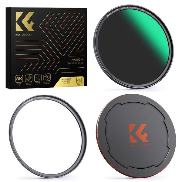 K&F Concept 58mm Magnetic ND64 Filter Kit +Adapter Ring+ Magnetic Lens Cap, Quick Switch Converters Optical Glass Case (Nano-X Series)