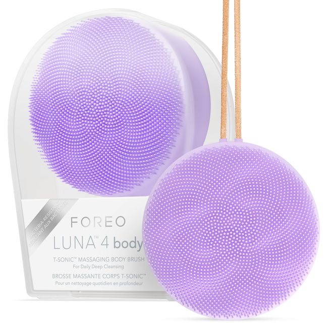 FOREO LUNA 4 vücut fırçası, peeling, vücut ovucu, losyon aktiflerinin emilimini arttırır, birinci sınıf lenfatik drenaj cilt bakım aleti,%100 su geçirmez, USB ile şarj edilebilir, lavanta