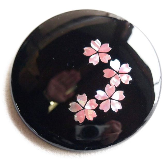 Heian Hand Mirror, Compact, Decorated with Mother of Pearl, Traditional Crafts, Takaoka Lacquerware, Made in Japan (Heian Hand Mirror, Sakura)