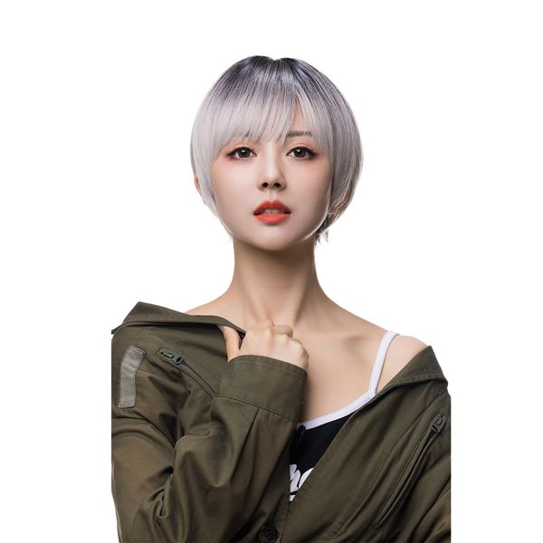 SUN9 Wig, Natural Straight Front, Straight Lace, Cosplay Wig, Female Dresses, Small Face, Heat Resistant, Full Wig, Short, Lolita, Cut, Layer, Gift Box, Net Stand, Dedicated Brush