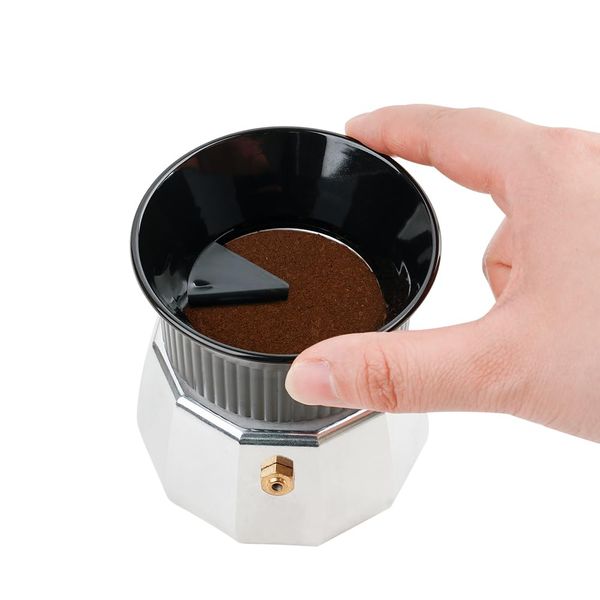 watchget Mocha Pot Dosing Funnel 54mm Dosing Funnel, Direct Fire Espresso Maker for 2 Cups, Bricker, 3 Cup Mocha Express, Black