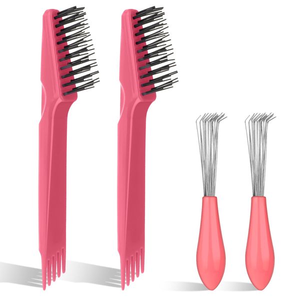 4 pcs Hair Brush Cleaner Tool Set Hair Brush Cleaning Tool Comb Cleaner Brush Remove Hair Brush Cleaner Rake Hair Comb Cleaner for Removing Hair Dust Home Salon Use