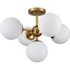 Mid Century 5-Light Semi Flush Mount Ceiling Light,Brass Sputnik Ceiling Light