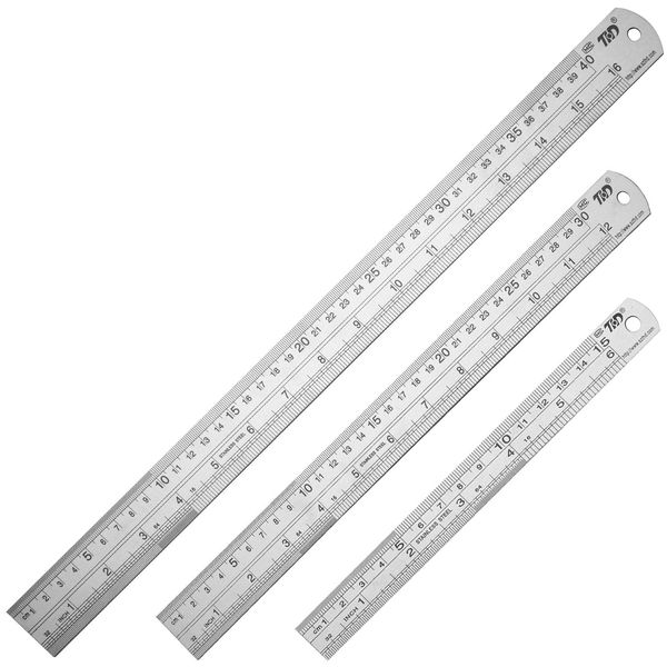 Ruler Metal Straight Edge Ruler Stainless Steel Ruler 6 Inch 12 Inch 16 Inch Ruler Set Rulers Bulk Set of 3