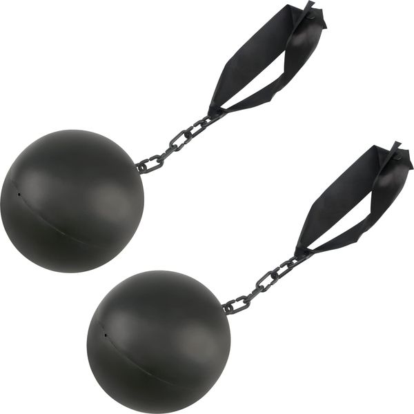 Cagemoga 2 Pack Halloween Prison Ball and Chain Plastic Ball Chain Props for Halloween Cosplay Prison Themed Party Costume Accessory