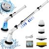 EcoGecko Electric Spin Scrubber, Dual Speed, Extendable Handle, 4 Brush Heads