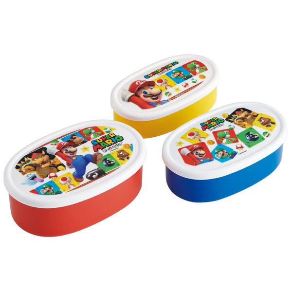 Skater SRS3SAG-A Bento Box, Sealed Containers, Storage Containers, Set of 3, Super Mario, 23.9 fl oz (860 ml), Made in Japan