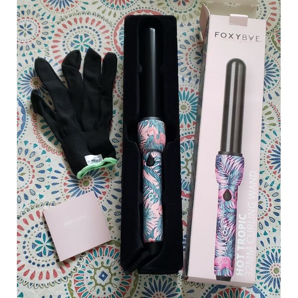 Foxy Bae LIMITED EDITION HOT TROPIC 32MM CURLING WAND HEAT GLOVE NEW IN BOX