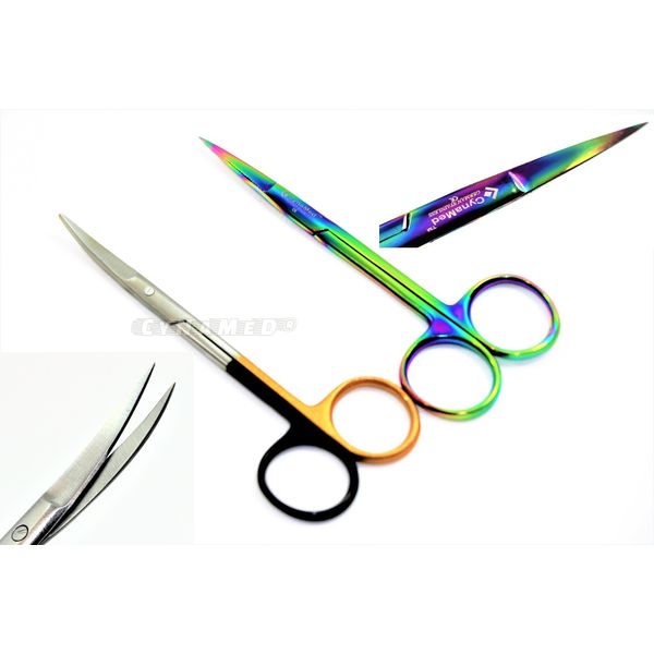 GERMAN PREMIUM RAINBOW IRIS SCISSOR 4.5" STR + IRIS SCISSORS 4.5" CVD GOLD BLK