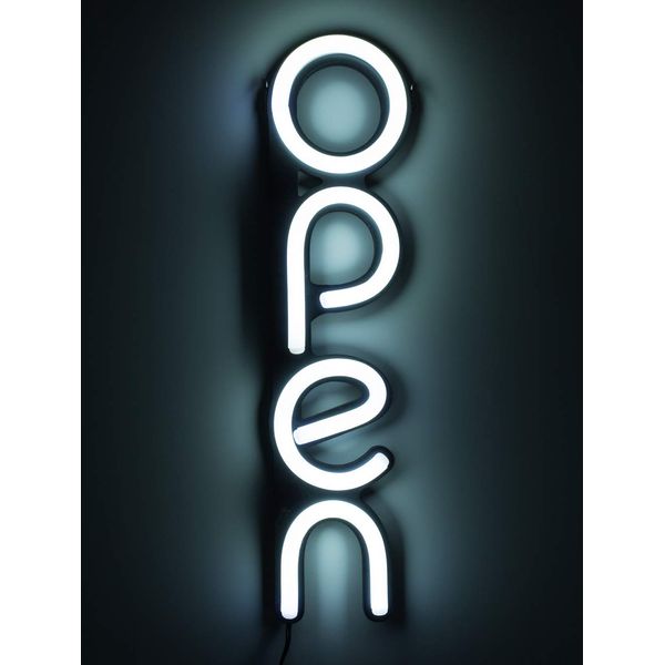 LED Open Sign for Business - Bright White Vertical Neon Style Open Light Signs | Beautiful Design to Attract Customers