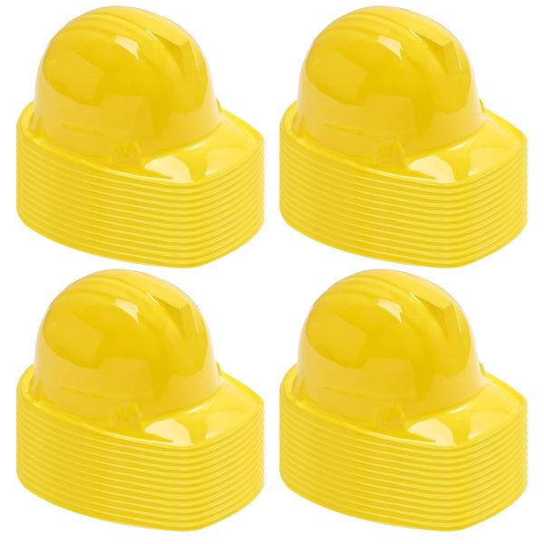 Sumind 48 Packs Party Construction Hats Kids Worker Soft Plastic Hat Age for 3 4 5 6 7 8 Kids Dress up Birthday Supplies(Yellow)