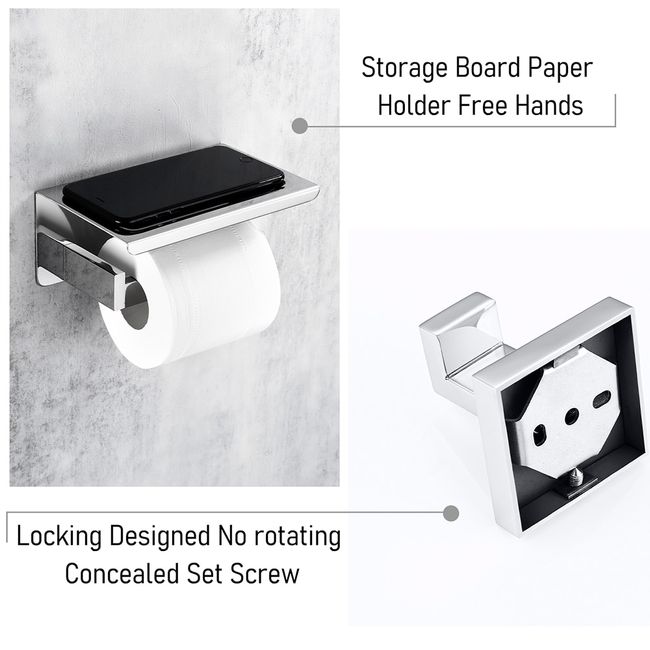 Black Stainless Steel Toilet Paper Holder with Hand Rack Set