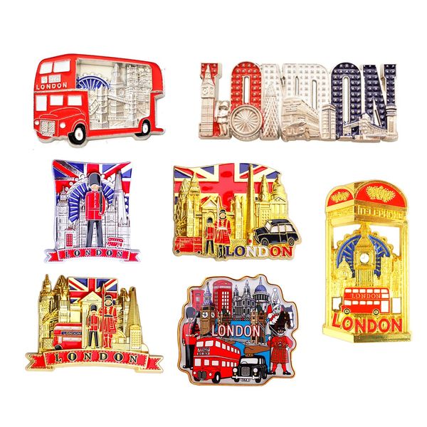 Famous London Icons Design Mix of 7 Metal Fridge Magnets