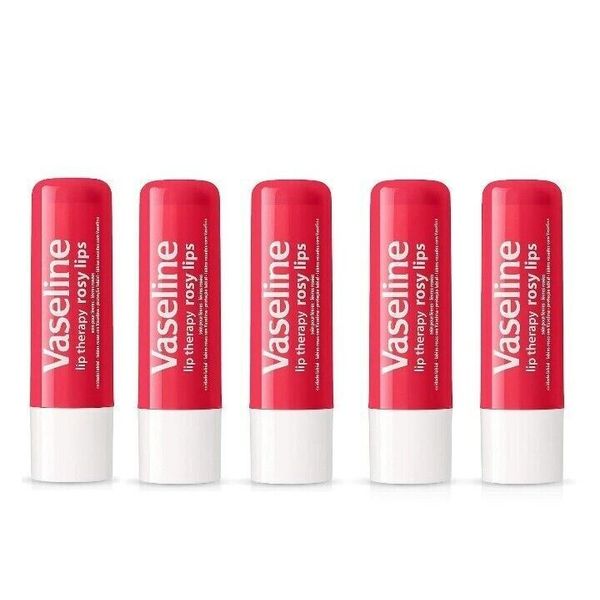 Rosy Lips Vaseline Lip Therapy Lipbal Stick with Petroleum Jelly. Lot of 5. New!