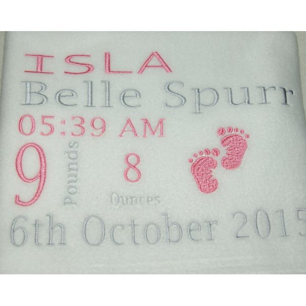Babies Birth Details Keepsake Personalised Super Soft Fleece Blanket