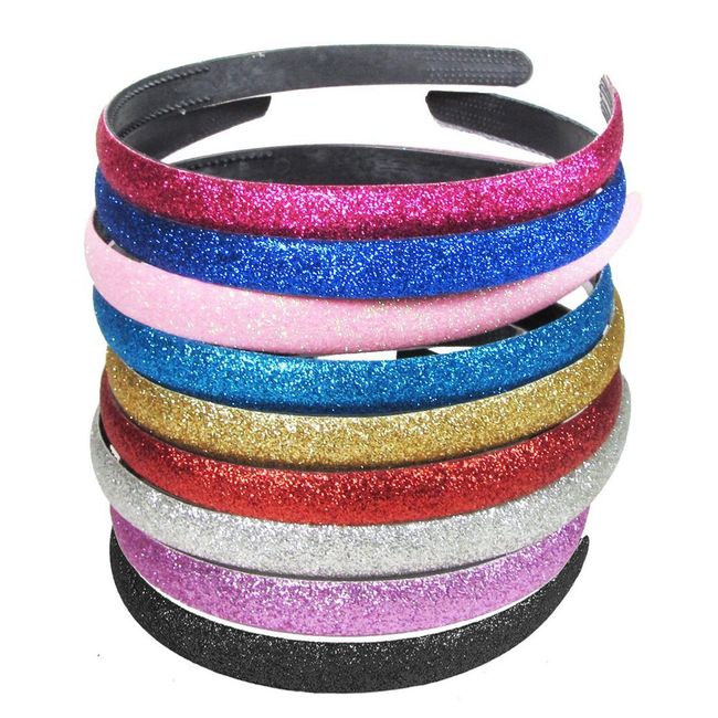 lasenersm Girls/Women Mixed Color Glitter Headband Headwear Hairband or Hair Hoop Set of 9