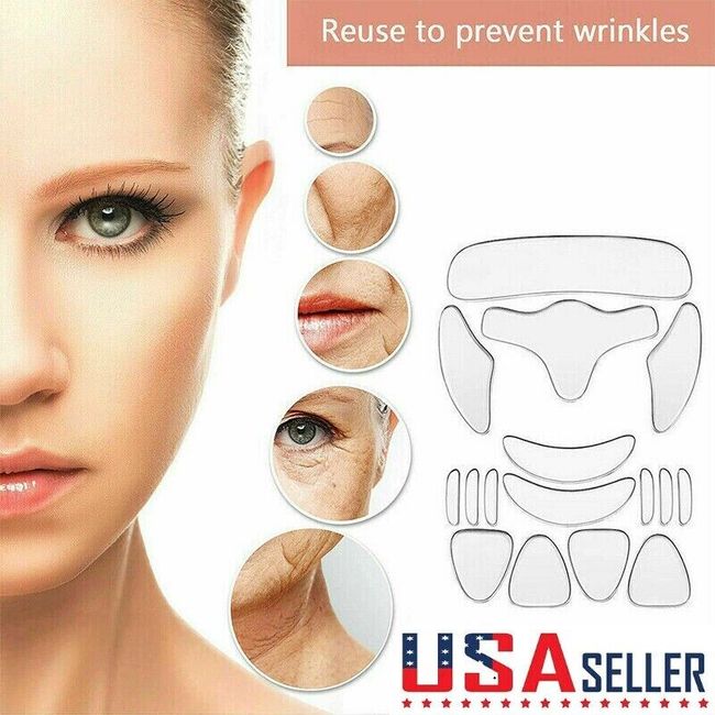 16Pcs Silicone Anti Wrinkle Pad Patches Set For Face Eye Forehead Reusable USA