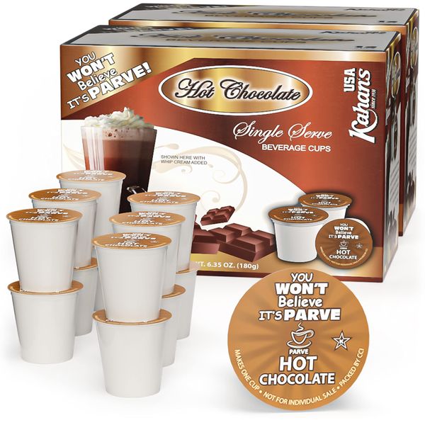 Dairy Free, Hot Chocolate Cups, Compatible with K Cup Coffee Maker, (2 Pack, Total 24 cups), Caffeine Free, You Won‘t Believe it's Parve!