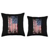 US Flag Hockey Sticks Throw Pillow